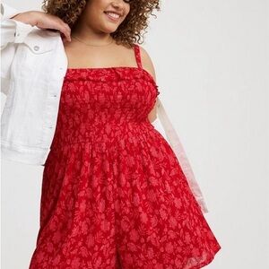 Torrid Vibrant Red Godet Romper